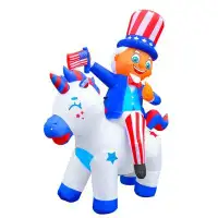 The Holiday Aisle® The Holiday Aisle® 5FT Patriotic Independence Day Inflatable Uncle Sam Riding Unicorn 4Th Of July Dec