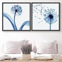 IDEA4WALL IDEA4WALL Framed Wall Art Print Set Blue Dandelion Duo In The Wind Floral Plants Photography Minimalism Glam R