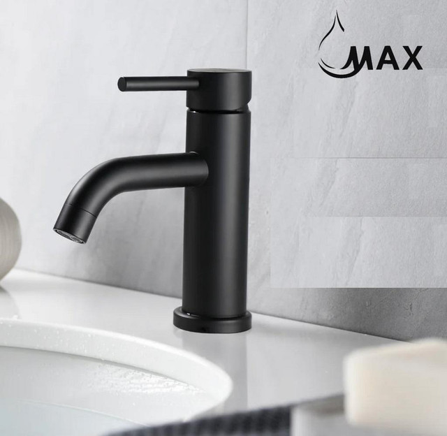 Single Handle Bathroom Faucet Round Design Matte Black Finish in Plumbing, Sinks, Toilets & Showers - Image 3
