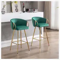 Mercer41 30" Set of 2 Bar Stools,with Chrome Footrest and Golden Leg