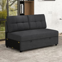 Latitude Run® 51.2''W Modern Versatile Gray Loveseat With Pull-Out Bed And Tufted Design
