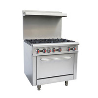 Range, 6 burners with oven, natural Gas/Propane.