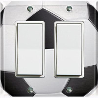 WorldAcc Metal Light Switch Plate Outlet Cover (Soccer Ball Kids Room Sports Game - Single Toggle)