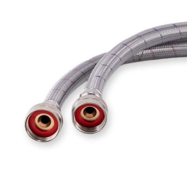 3/8  Stainless Steel Washing Machine Hoses 4 Ft Burst Proof  Red and Blue Striped Water Connection Inlet Supply Lines in Washers & Dryers in Toronto (GTA) - Image 2