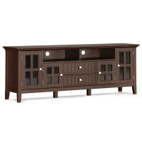 Red Barrel Studio Acadian SOLID WOOD 72 inch Wide TV Media Stand in Brunette Brown For TVs up to 80 inches