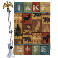 Breeze Decor Lake Life - Impressions Decorative Aluminum Pole & Bracket House Flag Set HS109055-BO-02