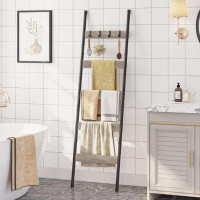 17 Stories There Are Five Layer Towel Racks With Hooks, Blanket Racks Against The Wall, Decorative Display Ladder Racks,