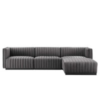 TODAY DECOR Todaydecor Conjure Channel Tufted Performance Velvet 4-Piece Sectional