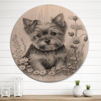 Red Barrel Studio Cute Yorkshire Dog With Flowers I - Print