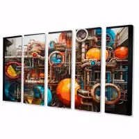 Wrought Studio Constructivism Industrial Symphony I - Constructivism Wall Art Print - 5 Equal Panels