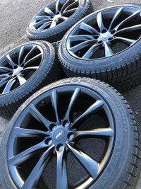 $1850(TAX-IN)- 18Ikon RWTES-01 - TESLA Model Y BLACK Winter / Snow tire Package + 235/55/R18 Bridgestone Blizzak DM-V2