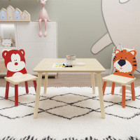 BOMO Kids Table And 2 Chairs Set, 3 Pieces Toddler Table And Chair Set, Wooden Activity Play Table Set