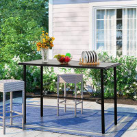Latitude Run® Outdoor Patio Bar Table Metal Bar Height Table Rectangular Dining Table For Garden, Backyard, Lawn And Poo