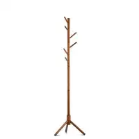 George Oliver Wooden Tree Coat Rack Stand, 6 Hooks - 3 Adjustable Sizes For Clothes, Suits, Accessories