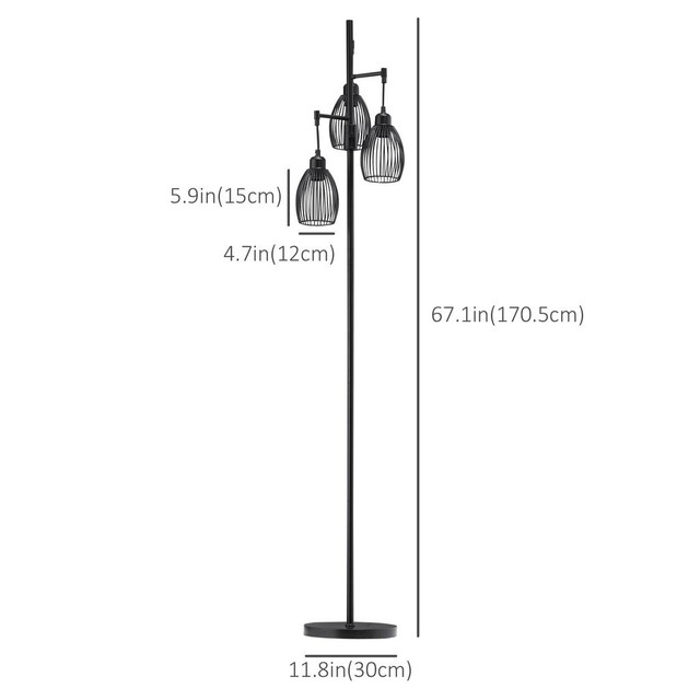 Floor Lamp 11.8"L x 11.8"W x 67.1"H Black in Indoor Lighting & Fans - Image 3