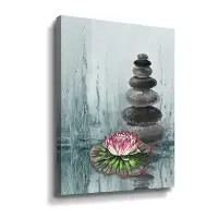 Bungalow Rose Meditative Calm Peaceful Zen Rocks Cairn With Pink Water Lily Flower By Irina Sztukowski Gallery Wrapped