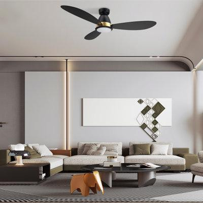 CARRO 52" LED Smart Flush Mount Ceiling Fan with Remote Control and Light Kit Included in Indoor Lighting & Fans