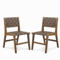 Wildon Home® Faux Leather Woven Dining Chairs Set Of 2