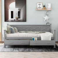 Gracie Oaks Modern and Rustic Casual Style Twin Size Daybed with 2 Large Drawers