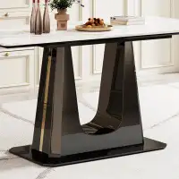 Latitude Run® 0.47" Thick Sintered Stone Composite Tempered Glass Top Rectangular Dining Table