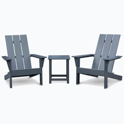 Dovecove Outdoor Adirondack Chair Set Of 2 And Table Set,HDPE All-Weather Fire Pit Chair,  Ergonomic Design Patio Lawn C in BBQs & Outdoor Cooking