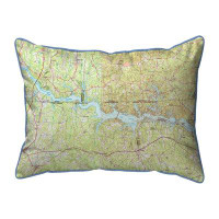East Urban Home Lake Gaston, VA And NC Nautical Map Indoor/Outdoor Pillow