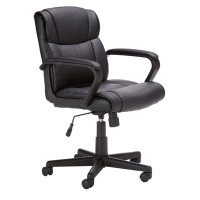 Latitude Run® Padded Office Desk Chair With Armrests,360-Degree Swivel, 24 X 24.2 X 34.8 Inches, Black