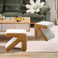 Mercer41 Arrow Design Modern Creative Upholstered Velvet Sofa Stool Kids Stool Footrest, Gold+Beige