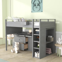 Harriet Bee Hiley Kids Twin Loft Bed with Drawers