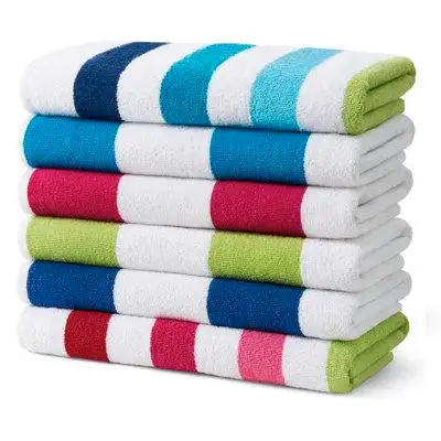 Enhance your pool and beach time with our Terry Cabana Striped Beach Towels. Our oversized beach tow...