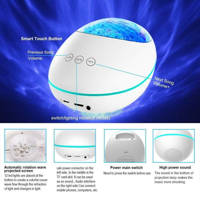 NEW LED OCEAN WAVE PROJECTOR NIGHT LIGHT K1035 in General Electronics in Alberta - Image 3