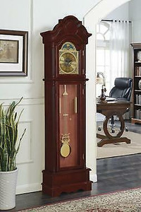 Grandfather Clock Brown Red And Clear - Height: 78.5 in