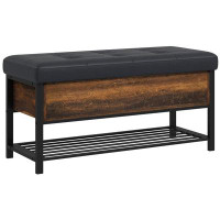 17 Stories Shoe Bench with Flip-up Lid, Upholstered Entryway Bench Seat