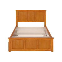 AFI Furnishings Madison Full Solid Wood Platform Bed with Matching Footboard & Full Trundle in Light Toffee