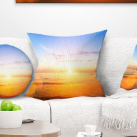 Made in Canada - East Urban Home Beach Beautiful Sunset over Waters Pillow