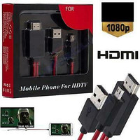 MICRO USB TO HDMI, 2-METER MHL CABLE FOR SAMSUNG S3, S4, S5, NOTE 2, NOTE 3 - RED - BRAND NEW $19.99