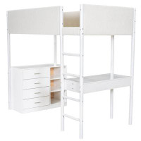 Harriet Bee Cozy Twin Size Teddy Fleece Loft Bed In White Wood, Perfect For Comfort & Style