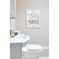 Gracie Oaks 'Grey and White Hot Bath Tub Vintage Sign' by Daphne Polselli - Textual Art Print on Canvas