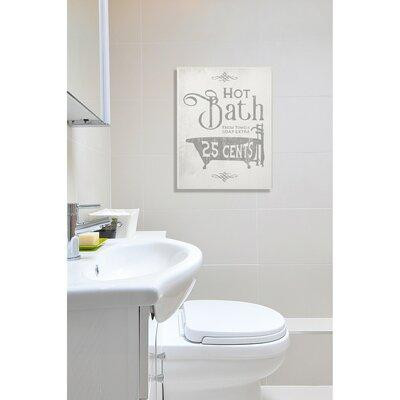 Gracie Oaks 'Grey and White Hot Bath Tub Vintage Sign' by Daphne Polselli - Textual Art Print on Canvas in Hot Tubs & Pools