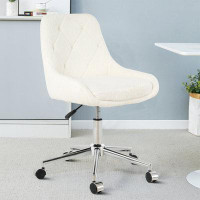 Latitude Run® Minimalist style upholstered teddy fabric office chair for office area