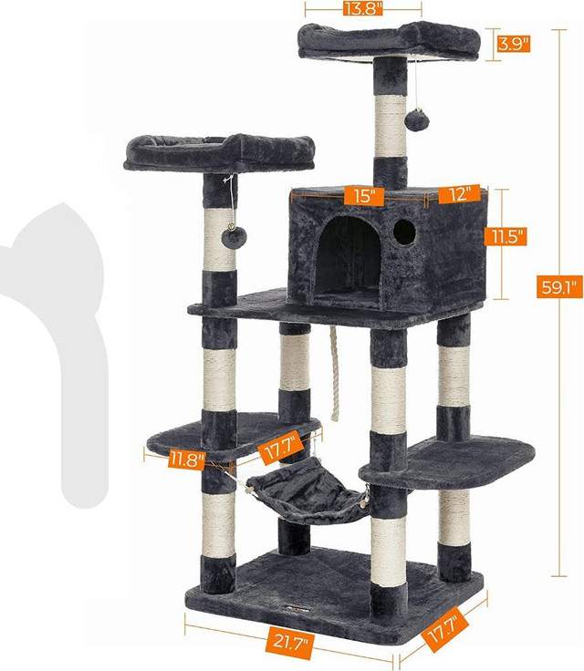 On Sale! Cat Tree Condo w/ Scratching Post Kitty Tower Pet Playhouse, Smoky Gray / FAST, FREE Delivery in Accessories - Image 3