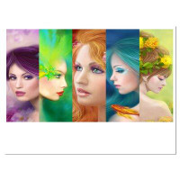 Design Art Beautiful Women Face Collage - Wrapped Canvas Graphic Art Print