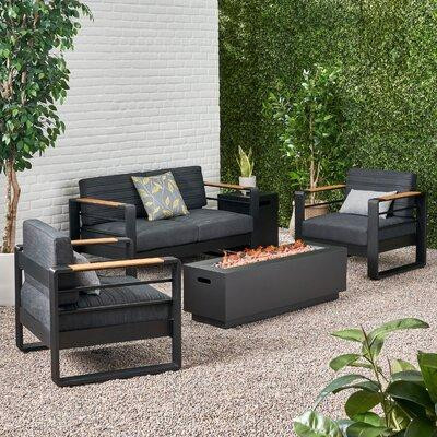 Ivy Bronx Orchid Outdoor Aluminum 4 Seater Chat Set With Fire Pit in BBQs & Outdoor Cooking