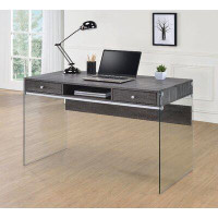 Orren Ellis Aimiee Contemporary Modern Style Glass Home Office Glossy White Computer/ Writing Desk With Drawers