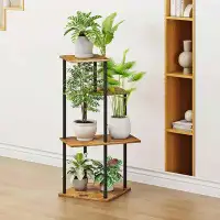 17 Stories Plant Stand Indoor 4-Tier Metal Wood Plant Shelf for Multiple Flower Pots Corner Tall Flower Holders