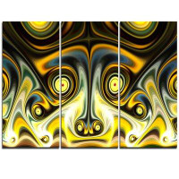 Made in Canada - Design Art Unique Light Yellow Fractal Design Pattern - 3 Piece Graphic Art on Wrapped Canvas Set