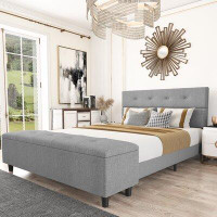 Corrigan Studio Lynell Queen Tufted Upholstered Low Profile Storage Bed