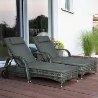 Winston Porter Rivkin Outdoor Wicker Chaise Lounge Set