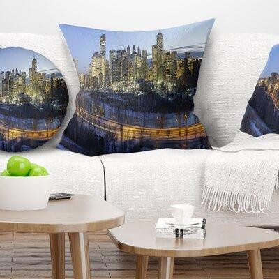 East Urban Home Cityscape Photo Downtown Calgary Pillow in Bedding