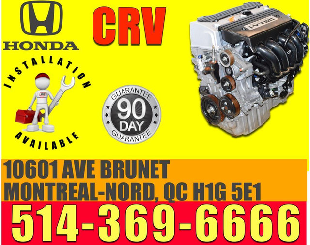 Moteur Honda CRV 2007 2008 2009  K24z 07 08 09 Honda CR-V Engine K24Z1 Motor in Engine & Engine Parts in City of Montréal